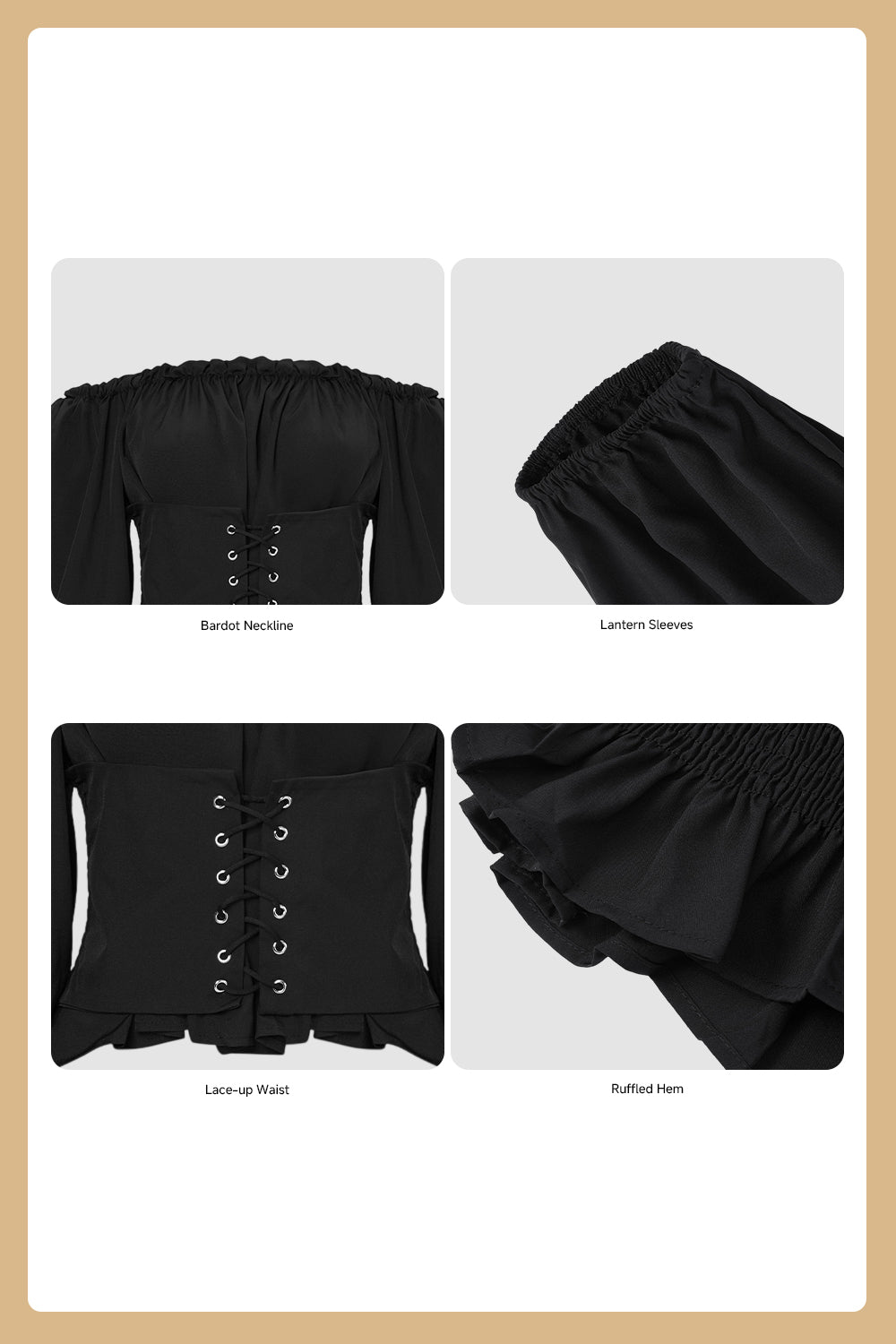 Long-sleeved Off-the-shoulder Blouse with a Cinched Waist and Short Length