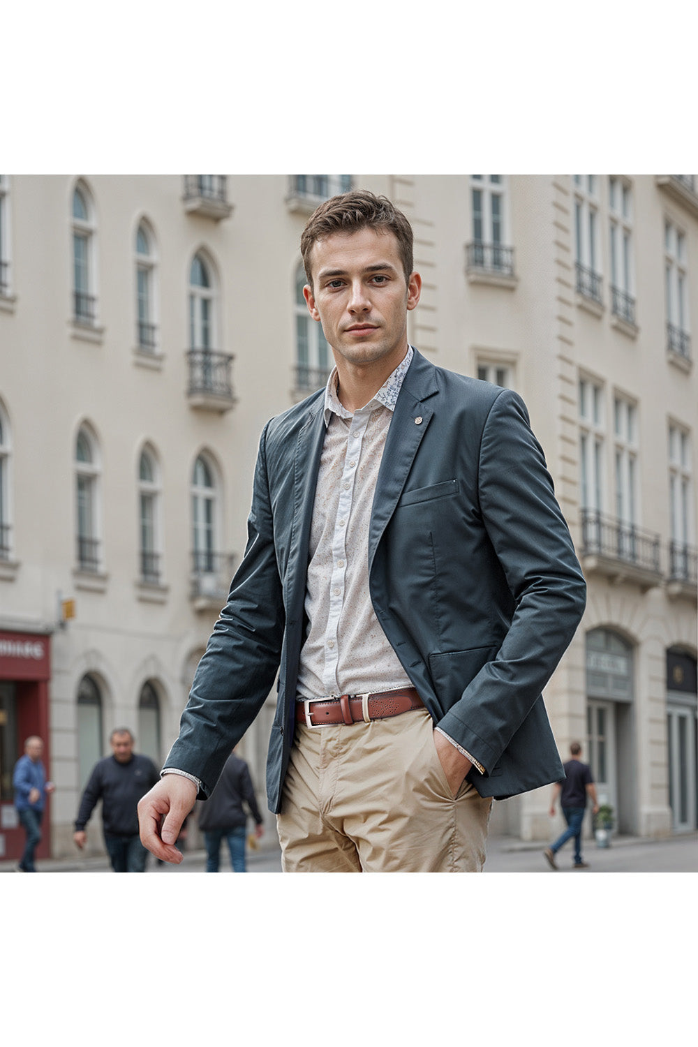 Embossed Belt in Brown, Business Casual Style