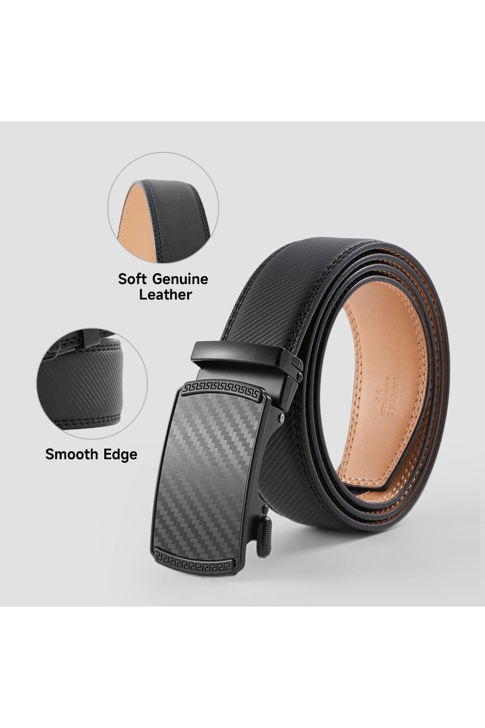 Automatic Buckle Belt with Small Mat Weave Pattern