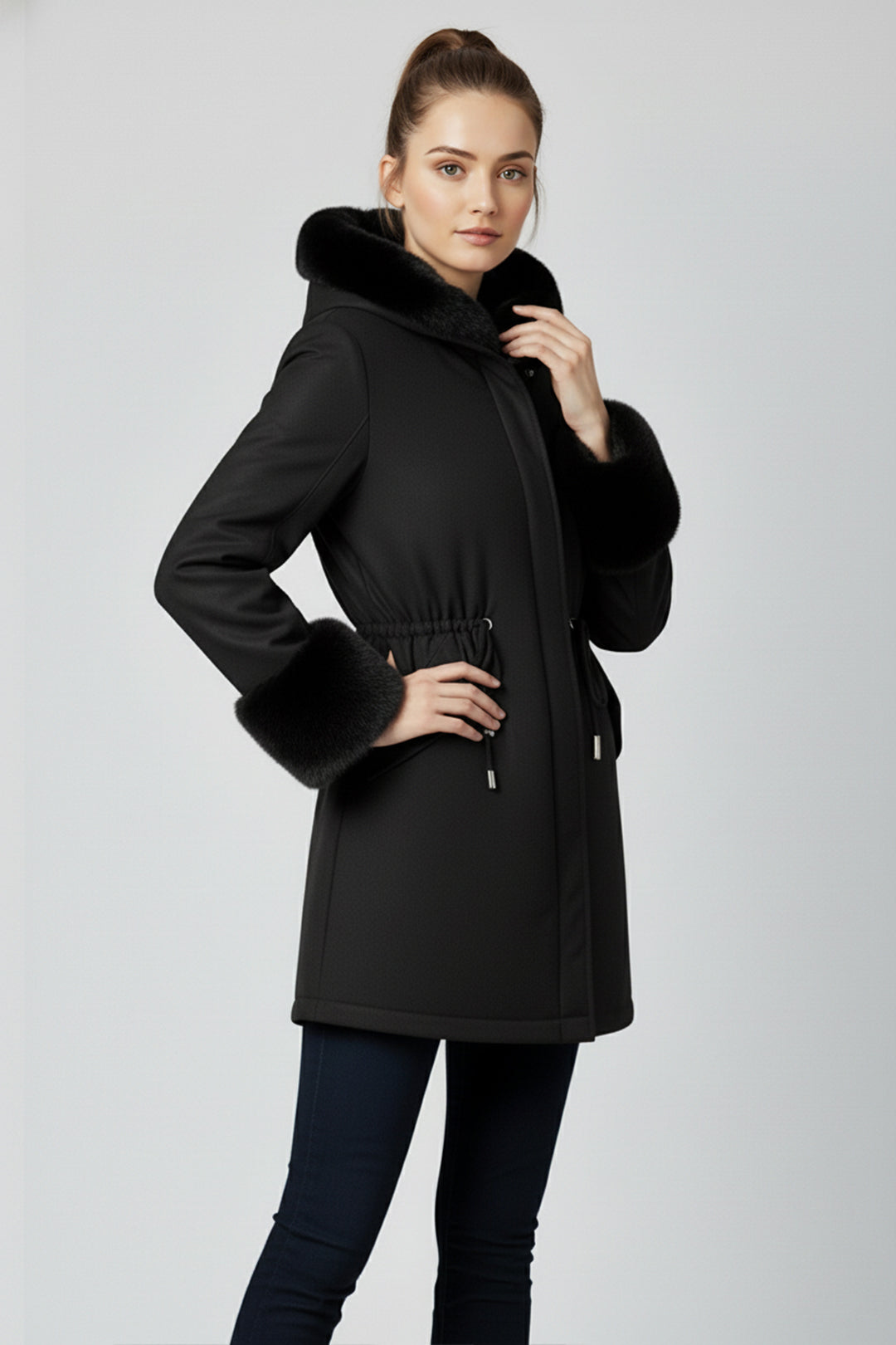 Hooded long sleeve warm nipped waist coat