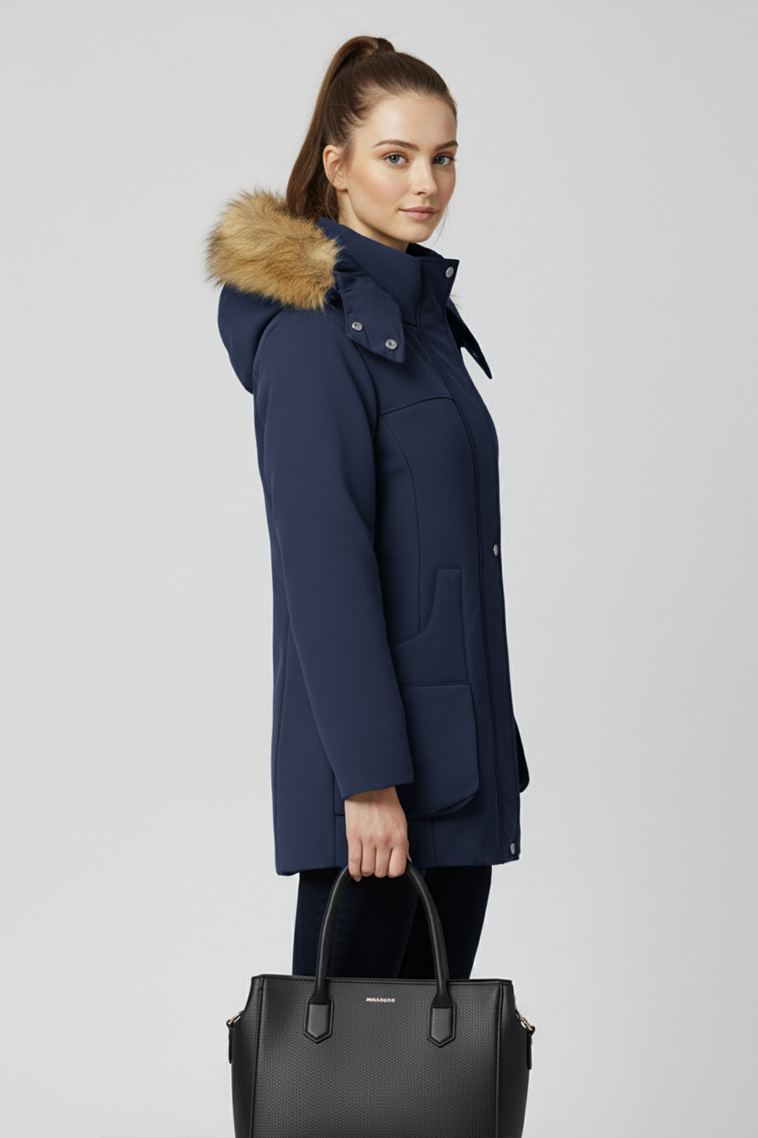 Heated Hooded Nipped Waist Winter Puffer Coat