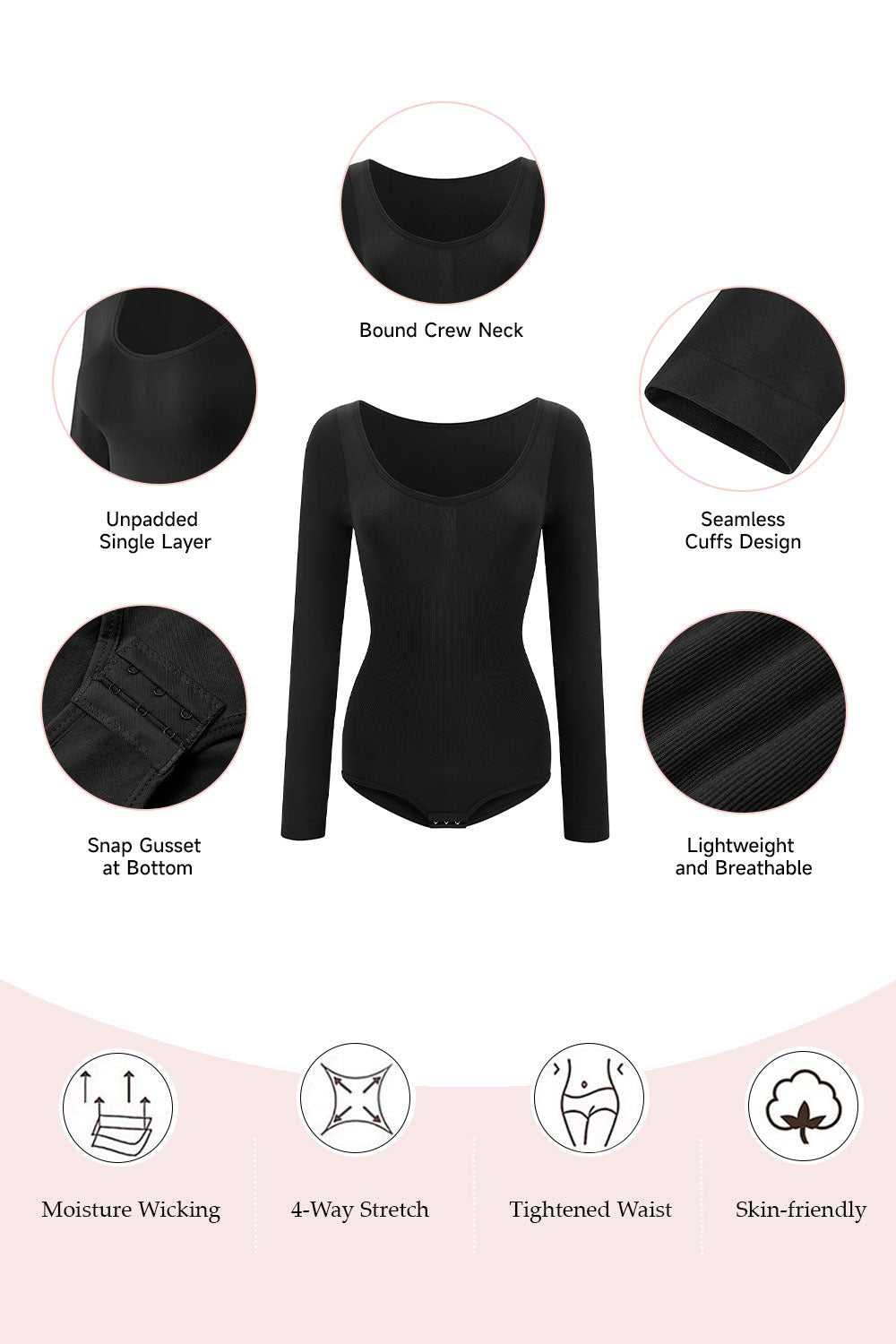 Seamless Shapewear Bodysuit with Light Tummy Control
