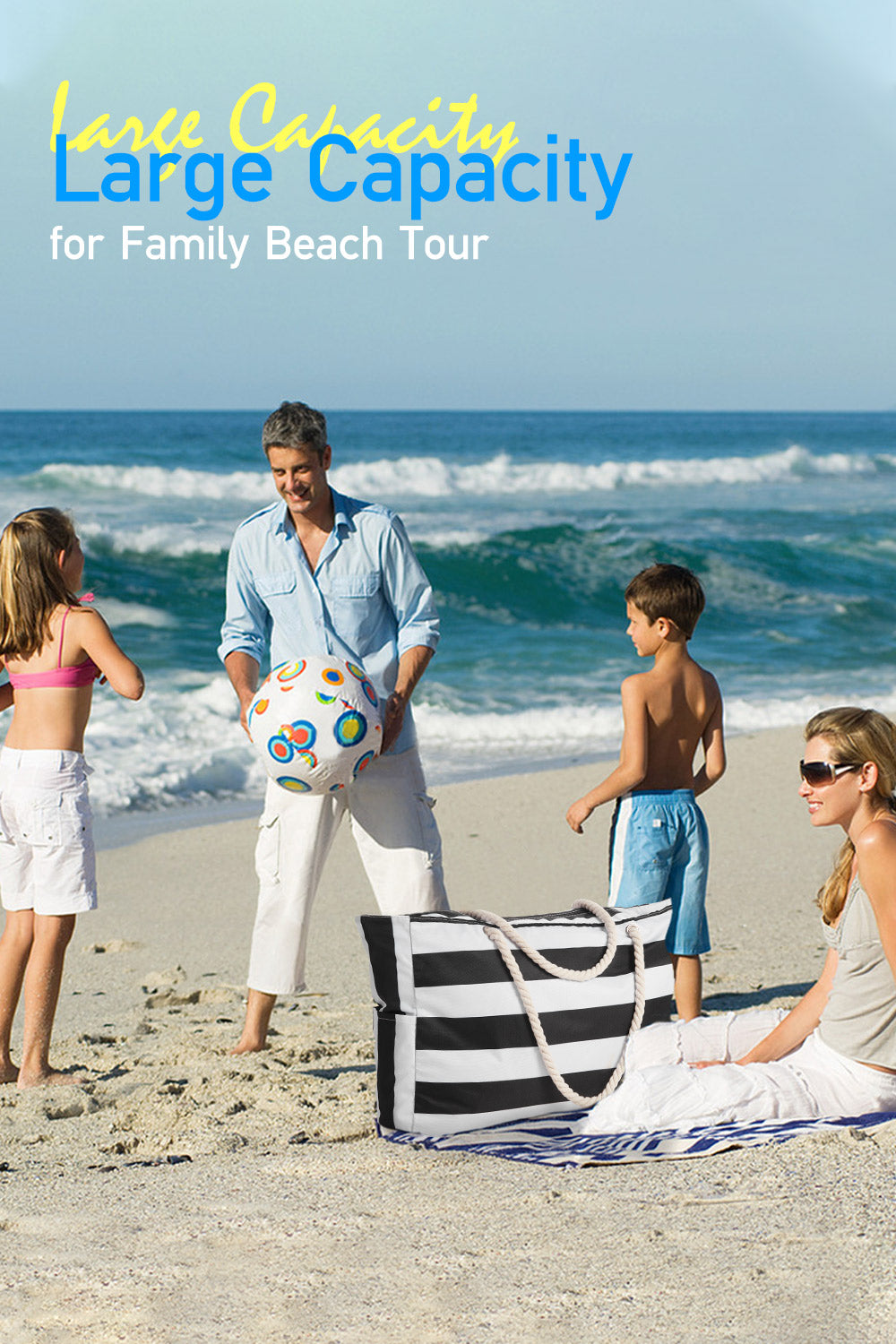 Polyester Large Capacity Tote Bag Beach Bag