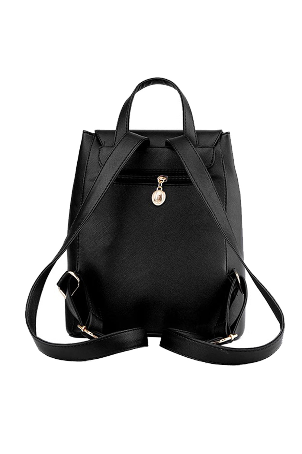 Black College-style Backpacks Made of PU Leather