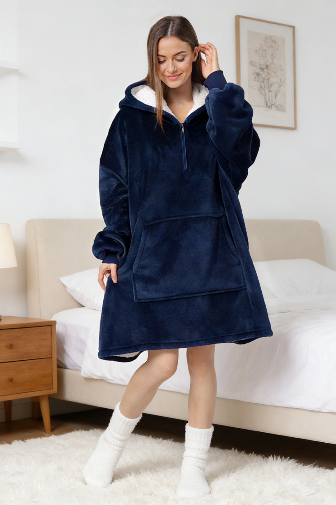 Zip Neck Fleece Dressing Gown