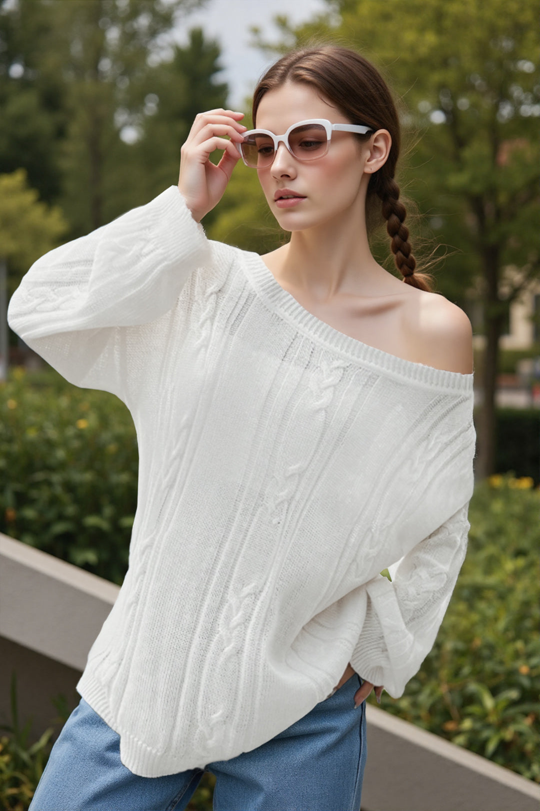 Asymmetric Knitted Drop Shoulder Jumper