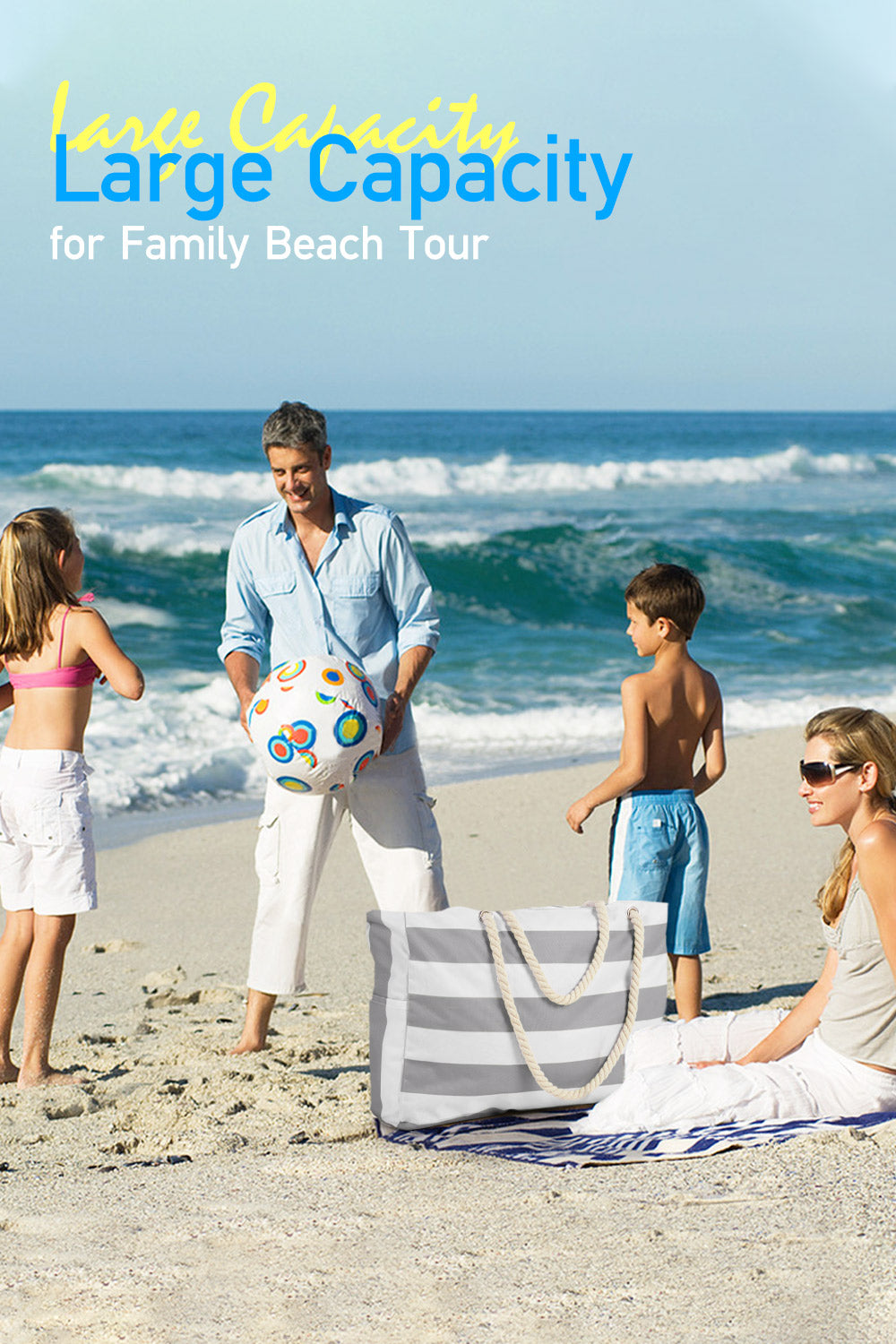 Polyester Large Capacity Tote Bag Beach Bag