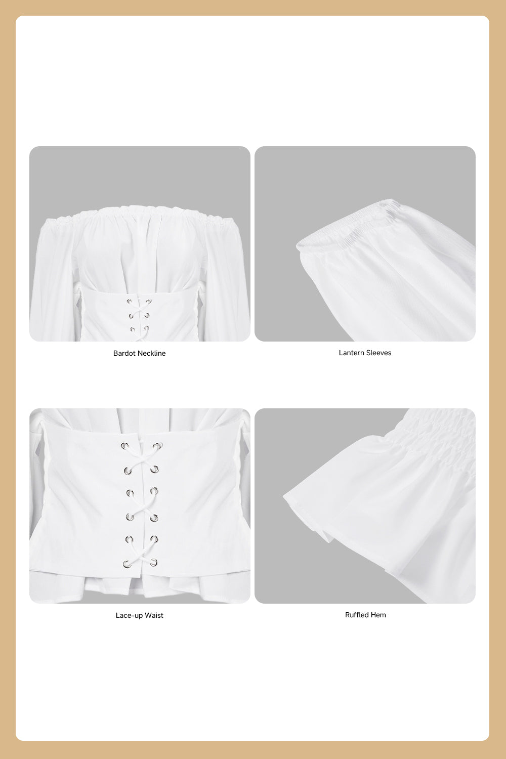 Long-sleeved Off-the-shoulder Blouse with a Cinched Waist and Short Length