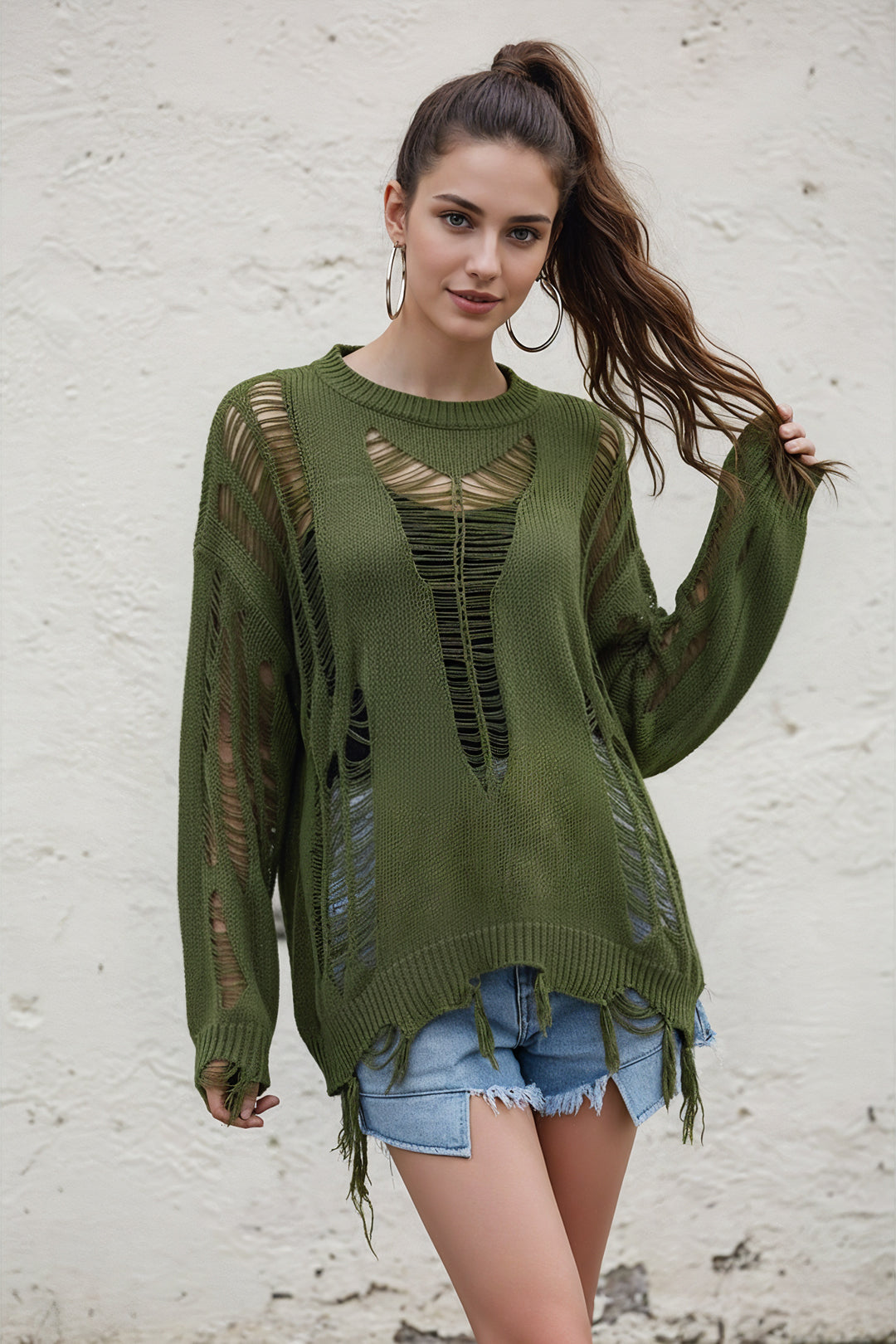 Oversized Cutout Knitted Jumper