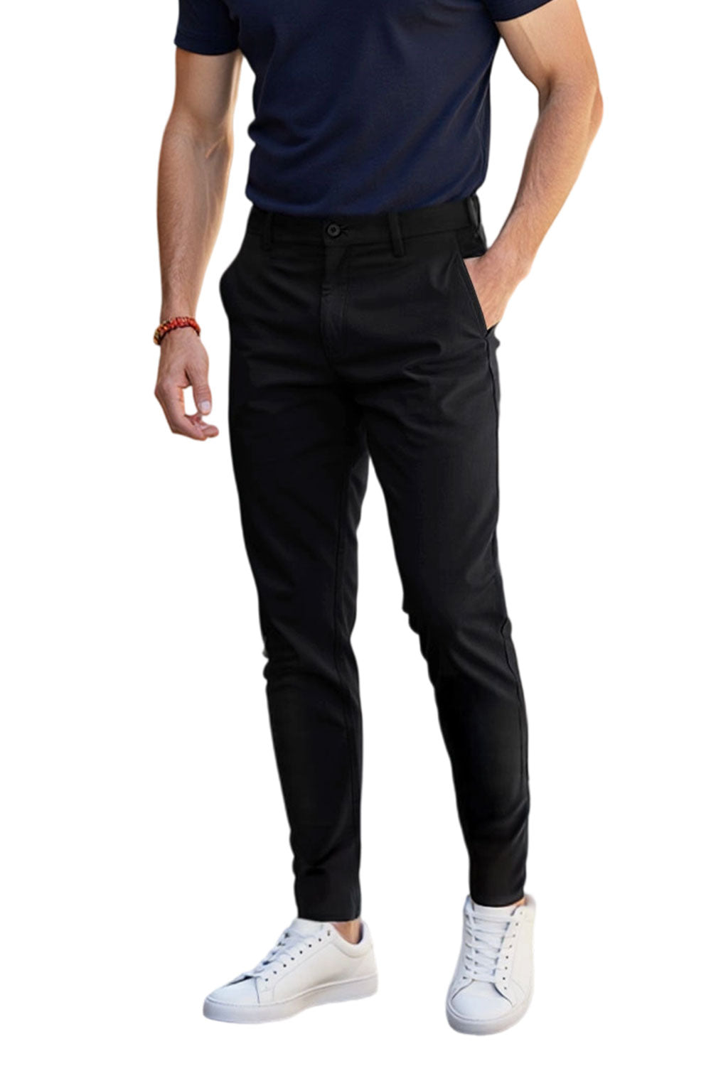 Straight Leg Chinos Trousers for Business Casual