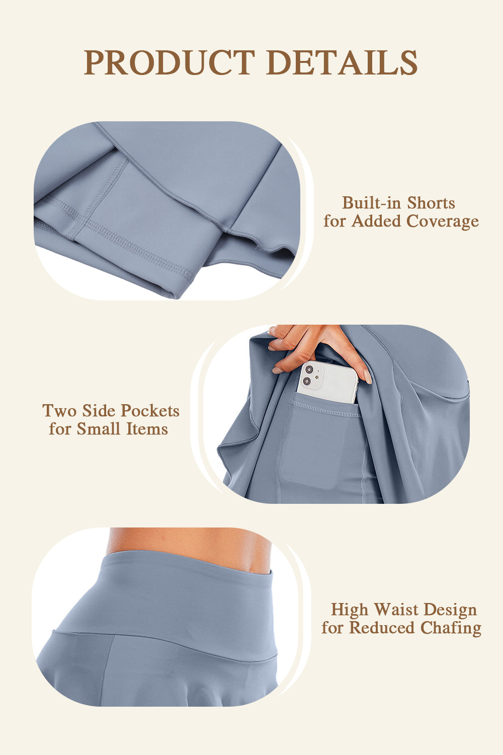 High - waisted Pleated Mini Skirt in Skort Style