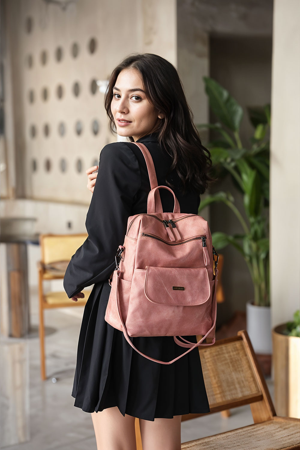 Vintage PU Leather Backpack