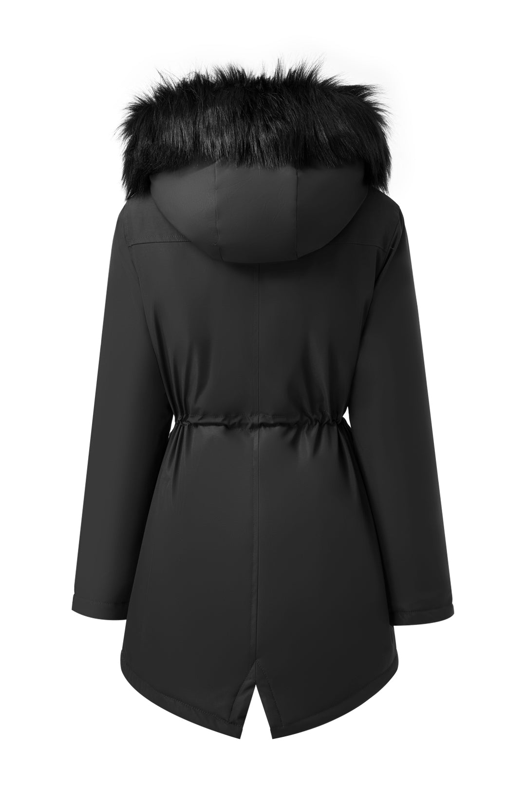 Versatile minimalist puffer coat with hood and fur collar
