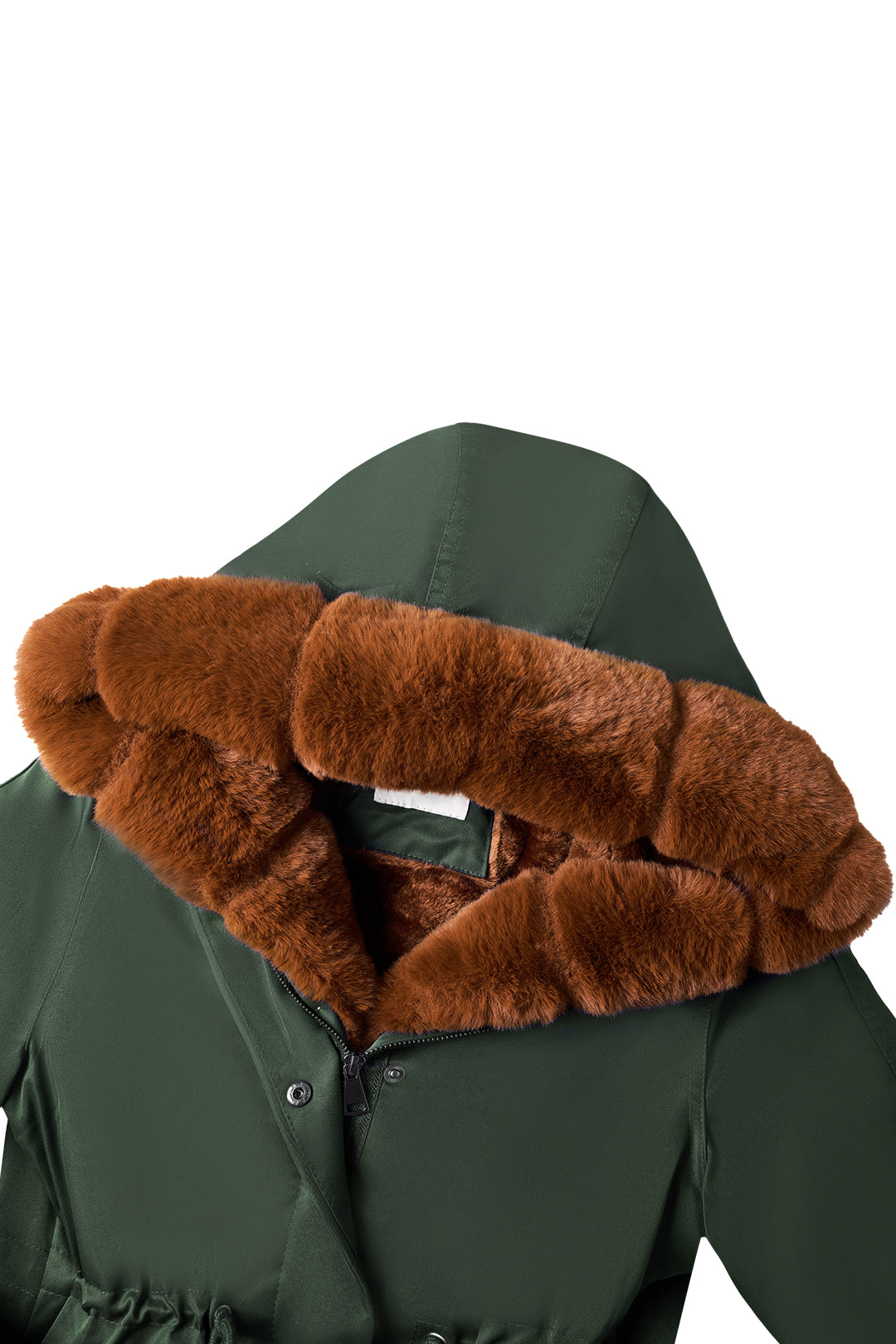 Midi Fur Collar Nipped Waist Warm Puffer Coat