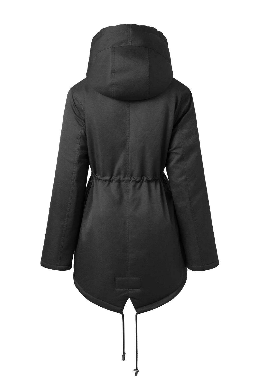 Midi warm puffer coat with nipped waist and tie belt