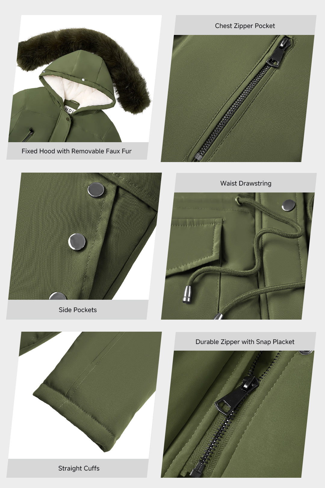 Versatile minimalist puffer coat with hood and fur collar