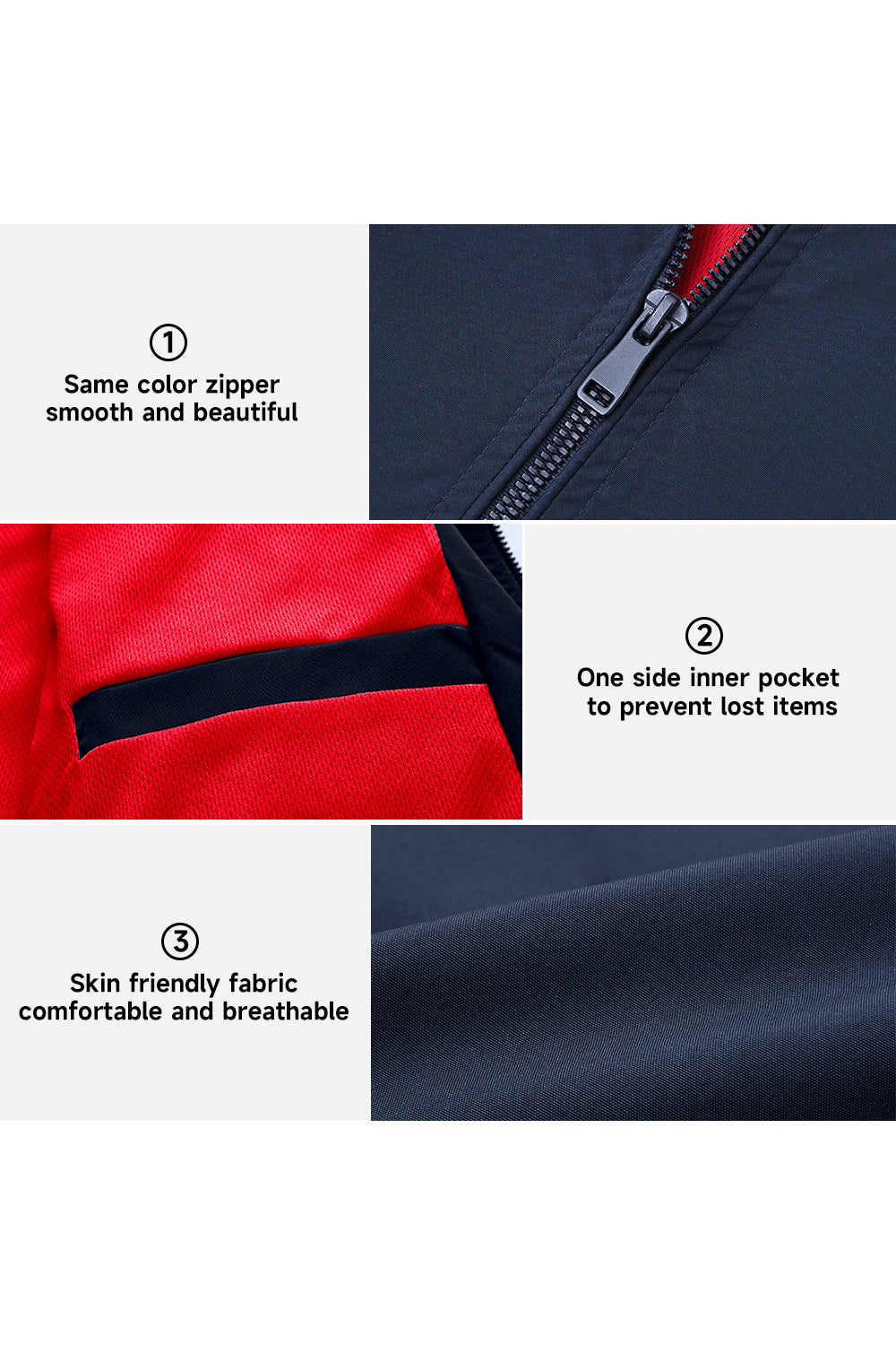 Bomber Jacket with Zipper and Windproof Design