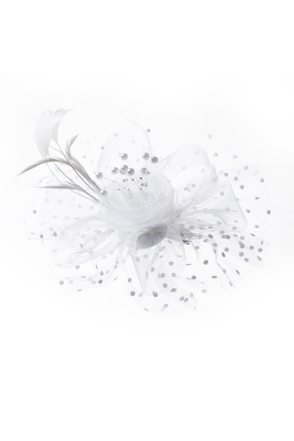 Dual - use Headband & Barrette with Netting, Flower and Feather Designs