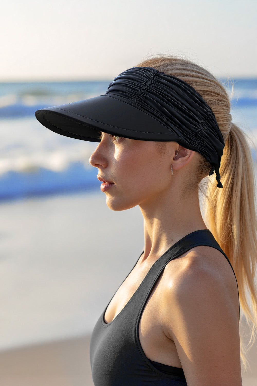 Portable Solid - color Sun Hat with an Open - top Design