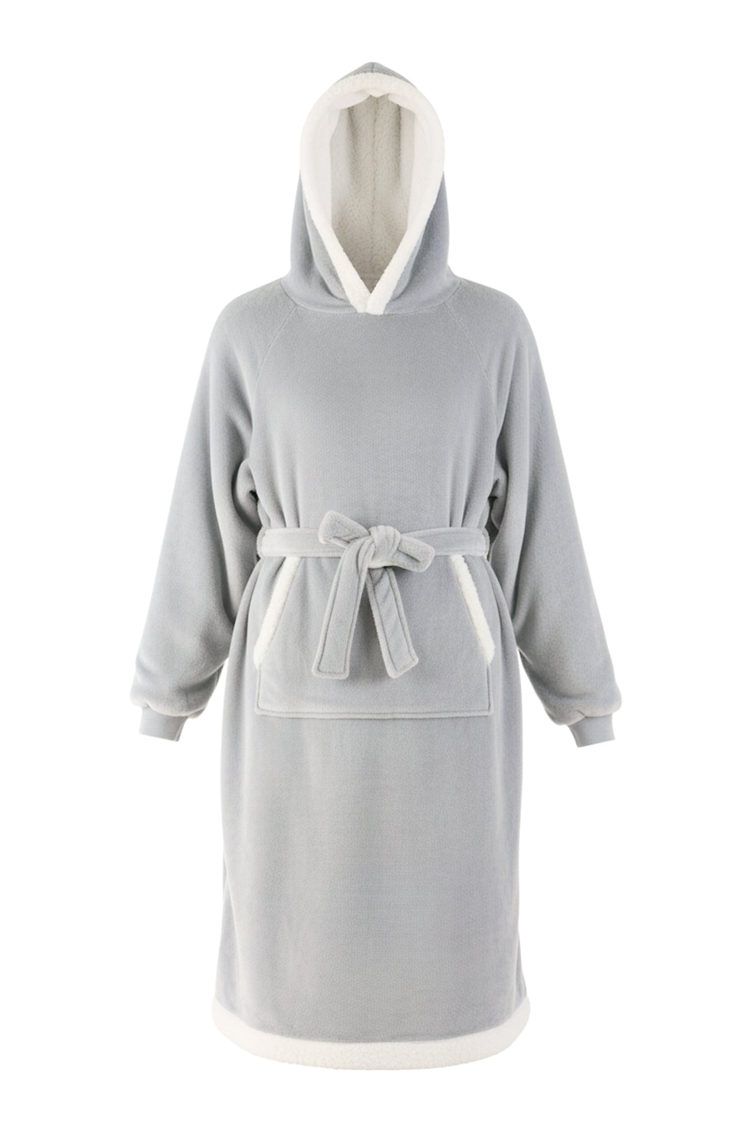 Tie Waist Big Pocket Fleece Lined Hooded Loungewear