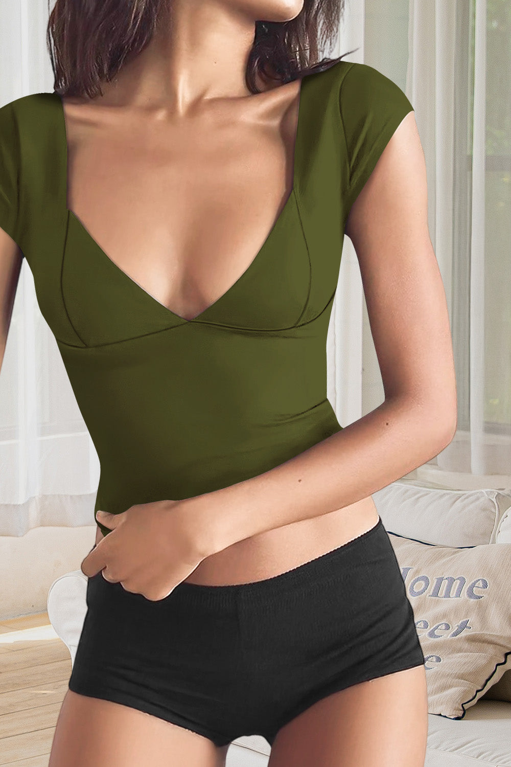 V - neck Sleeveless Top with an Open Back: Casual and Sexy