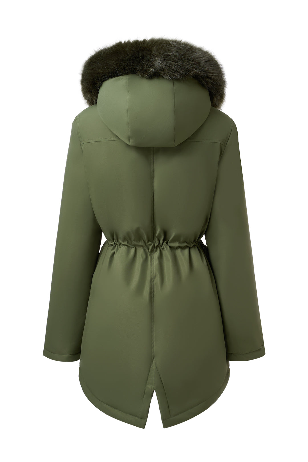 Versatile minimalist puffer coat with hood and fur collar