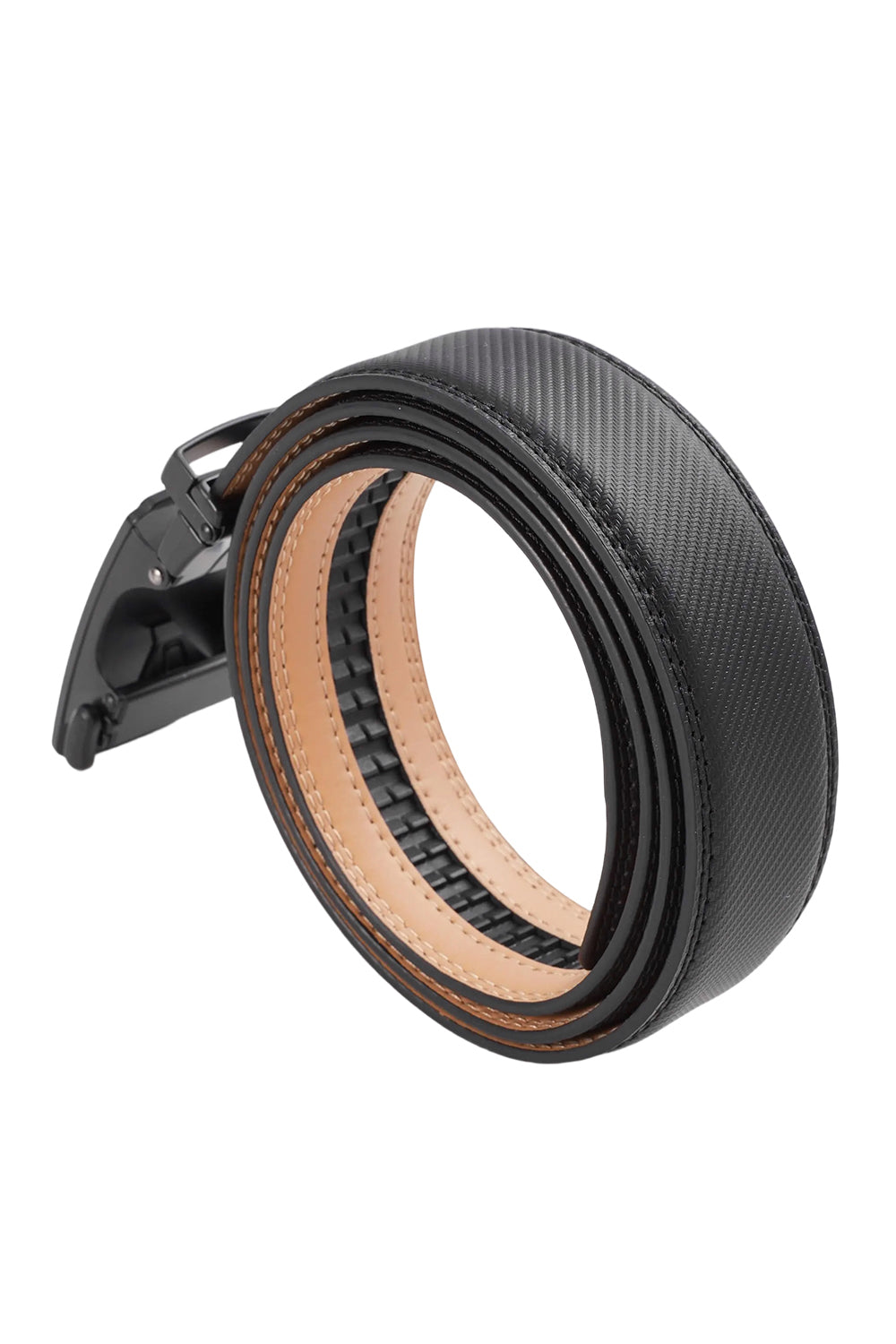 Automatic Buckle Belt with Small Mat Weave Pattern