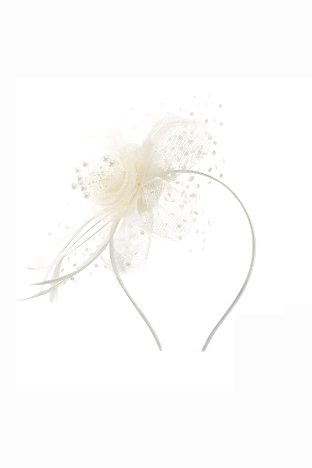 Dual - use Headband & Barrette with Netting, Flower and Feather Designs