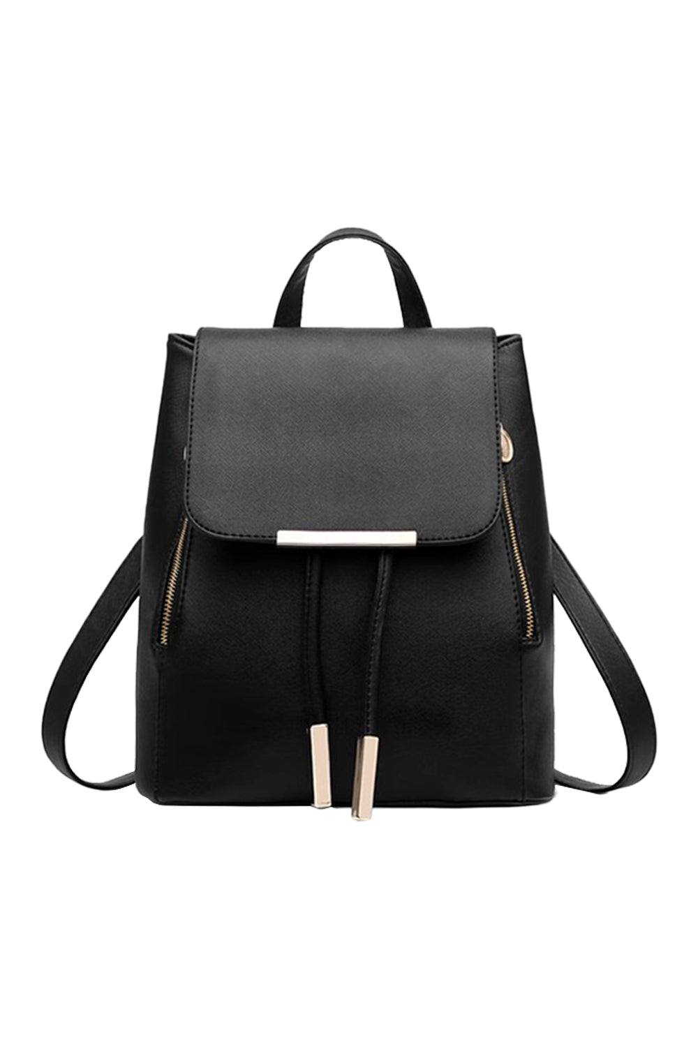 Black College-style Backpacks Made of PU Leather