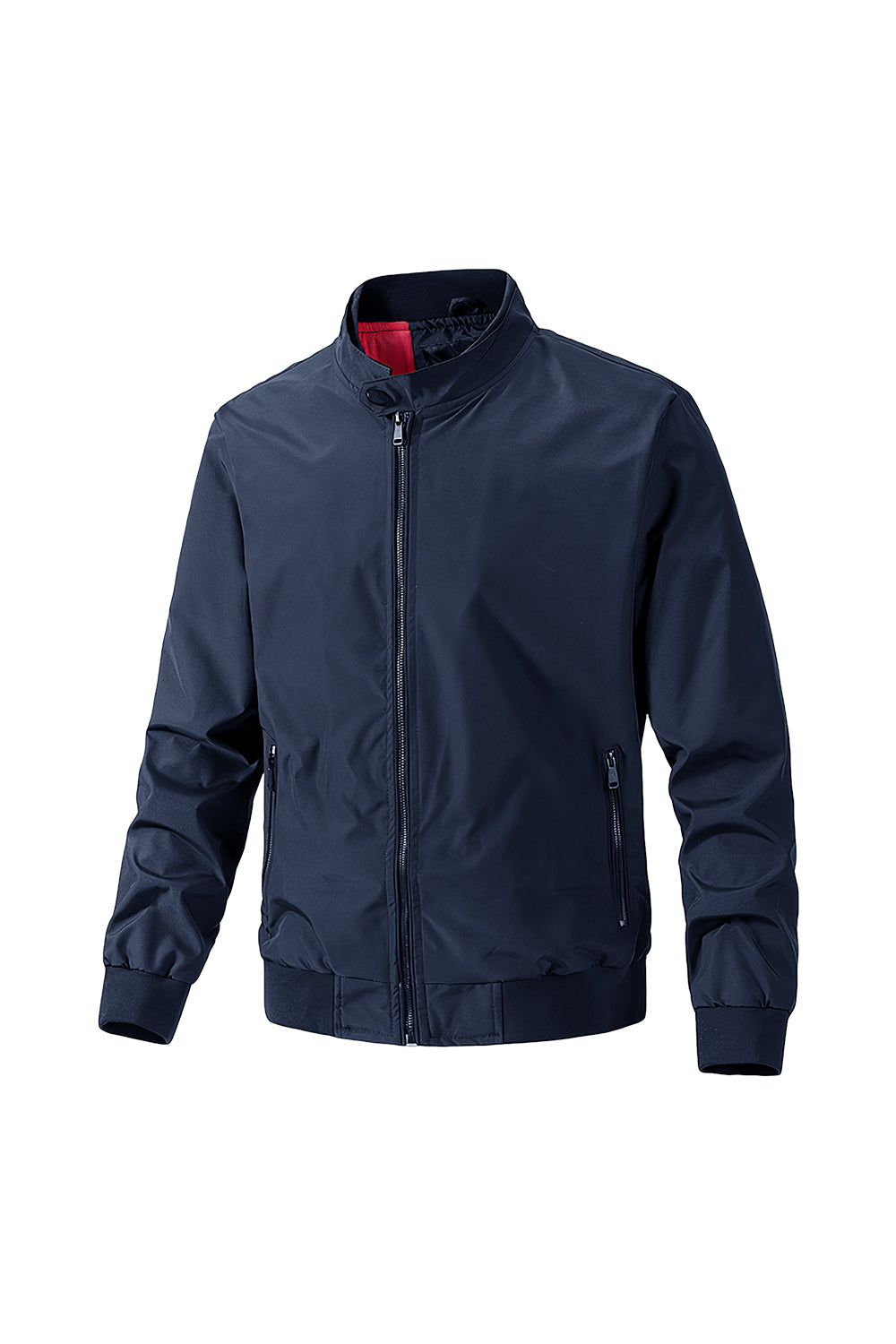 Bomber Jacket with Zipper and Windproof Design