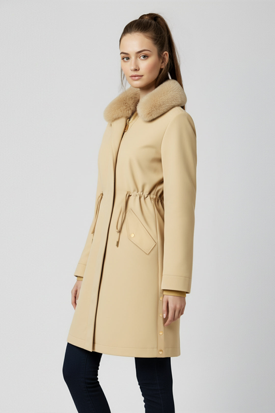 Fur Collar Slim Fit Stylish Warm Coat