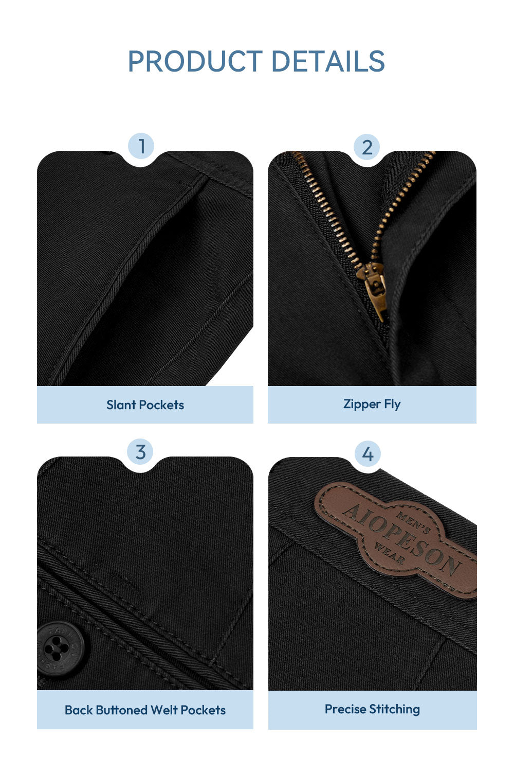 Straight Leg Chinos Trousers for Business Casual