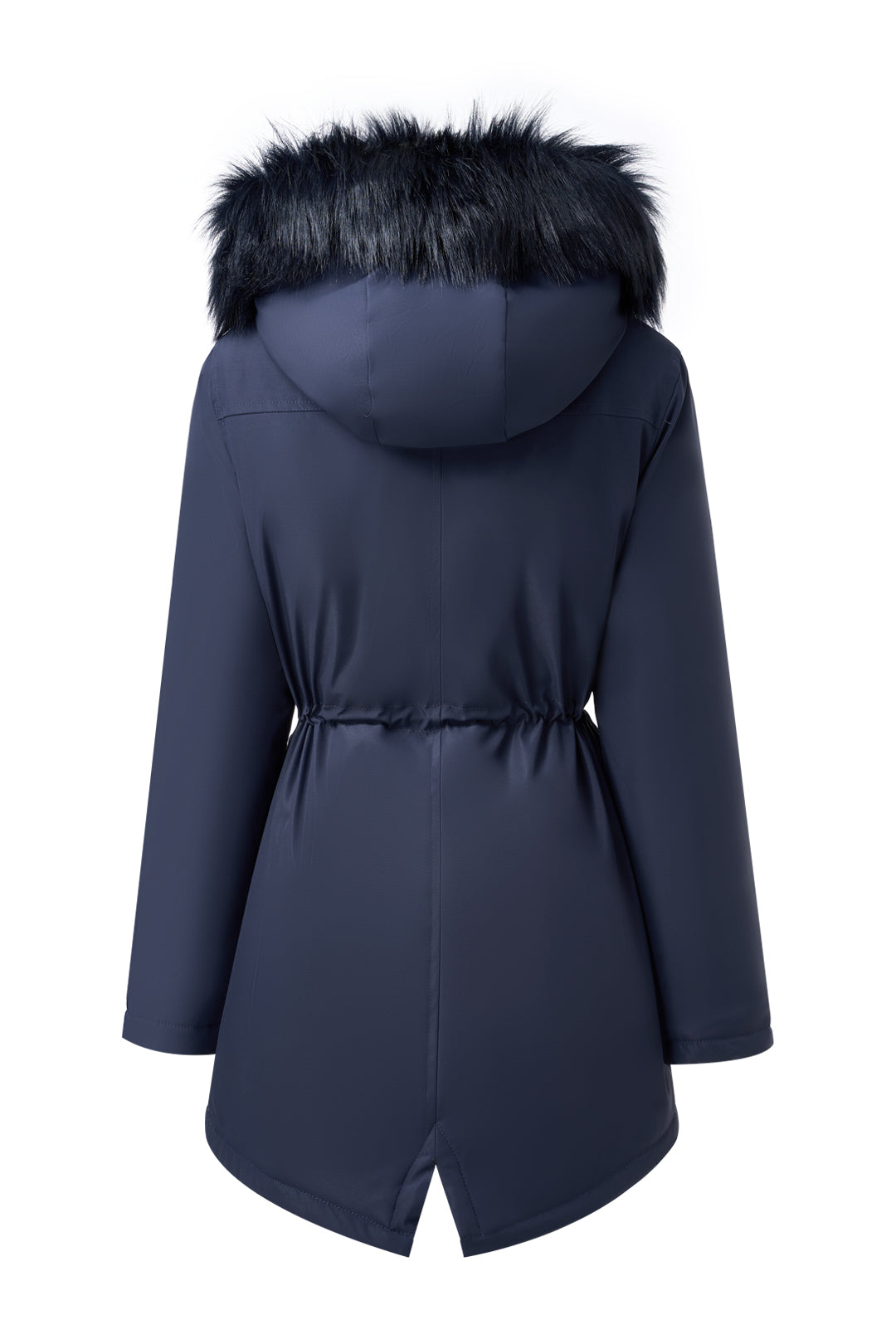 Versatile minimalist puffer coat with hood and fur collar