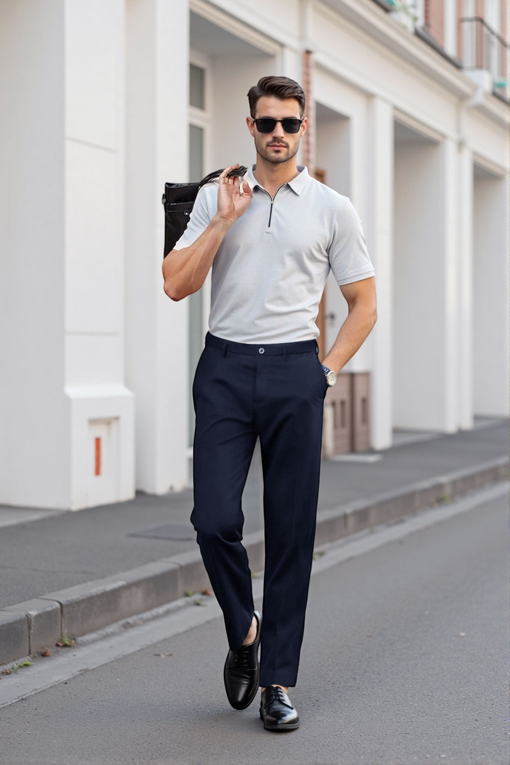 Casual Trousers in Loose Style with Hanging Sense