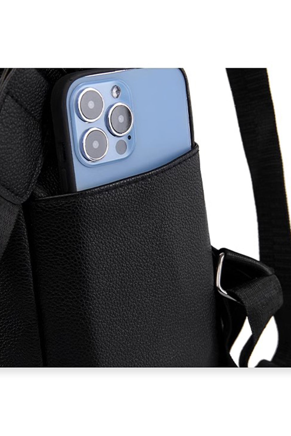 Black Large-capacity Backpacks Made of PU Leather