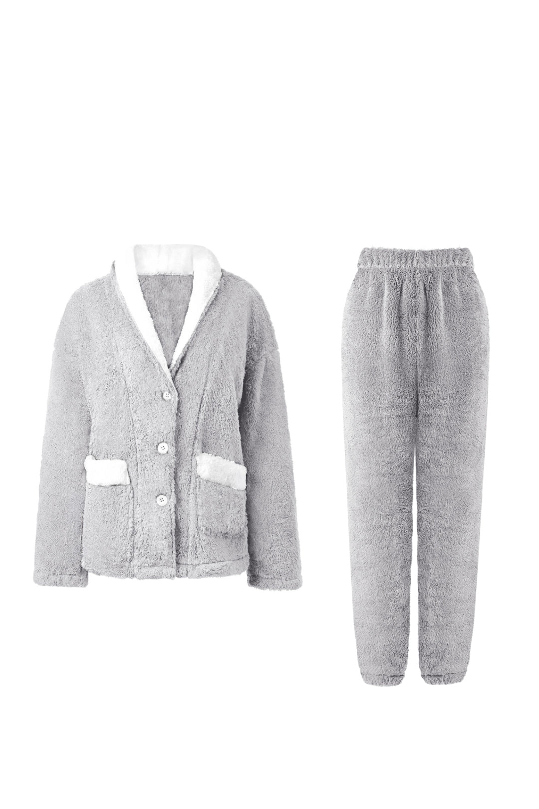 Buttoned Ultra-Soft Fleece Loungewear Set