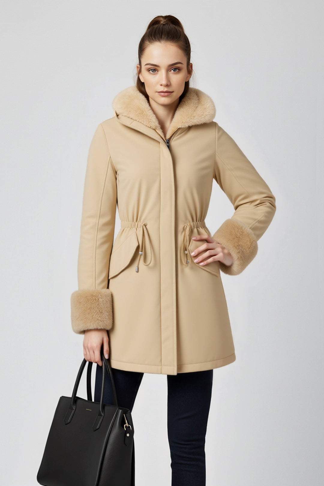 Hooded long sleeve warm nipped waist coat