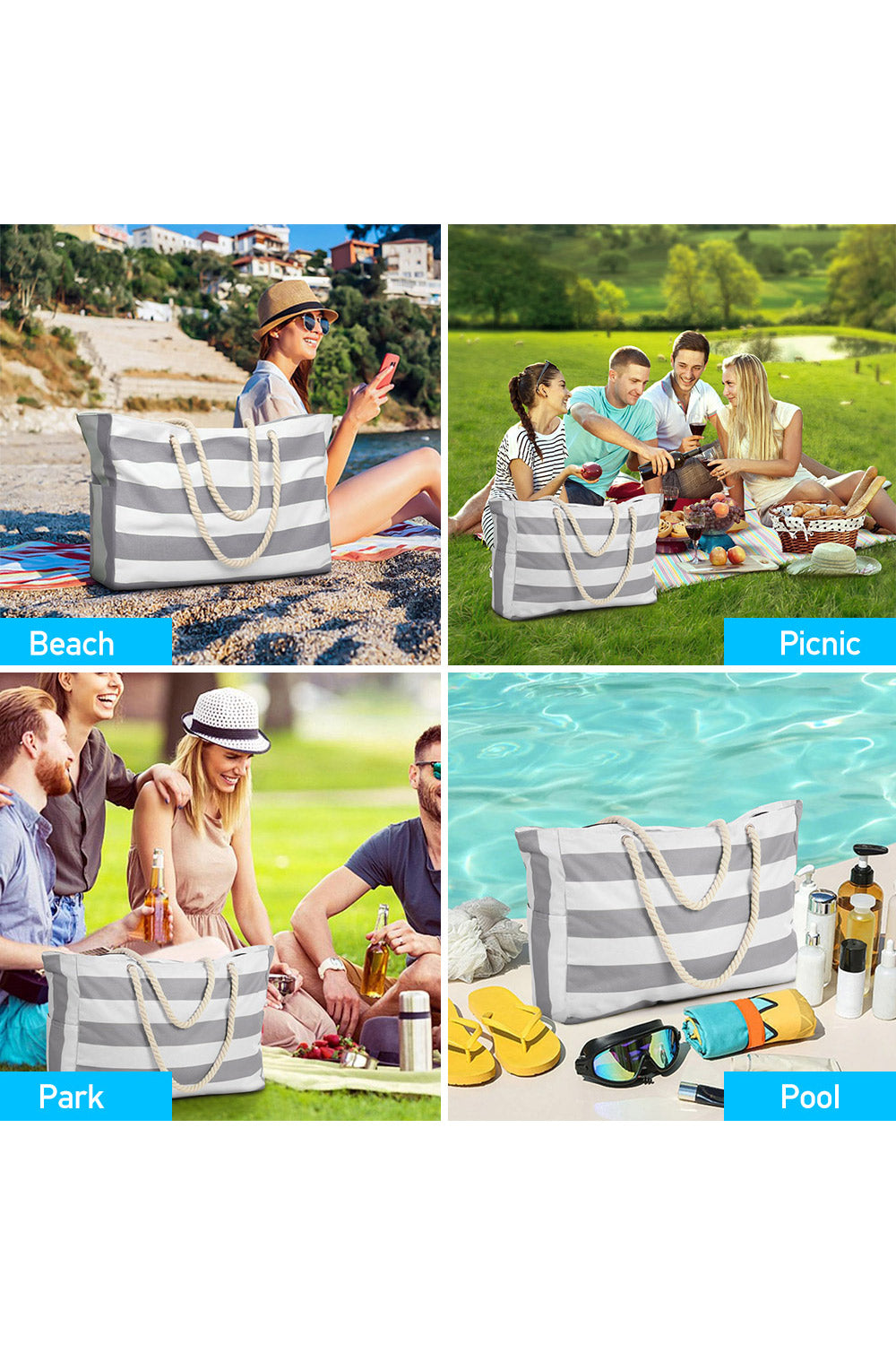 Polyester Large Capacity Tote Bag Beach Bag