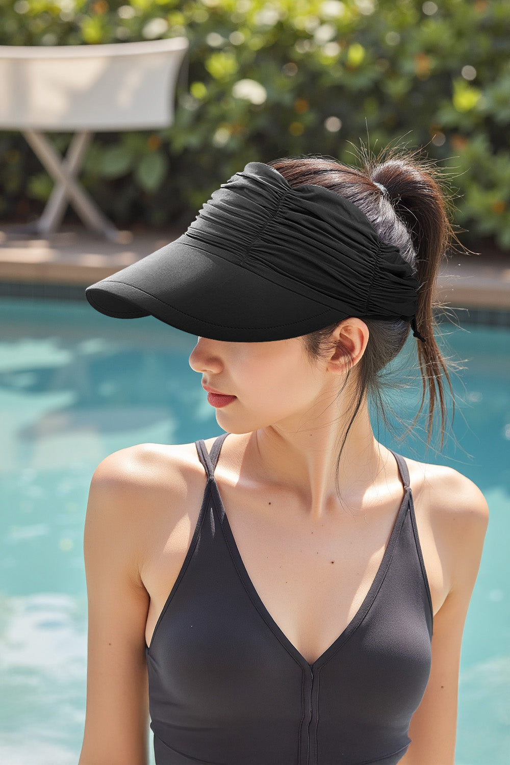 Portable Solid - color Sun Hat with an Open - top Design