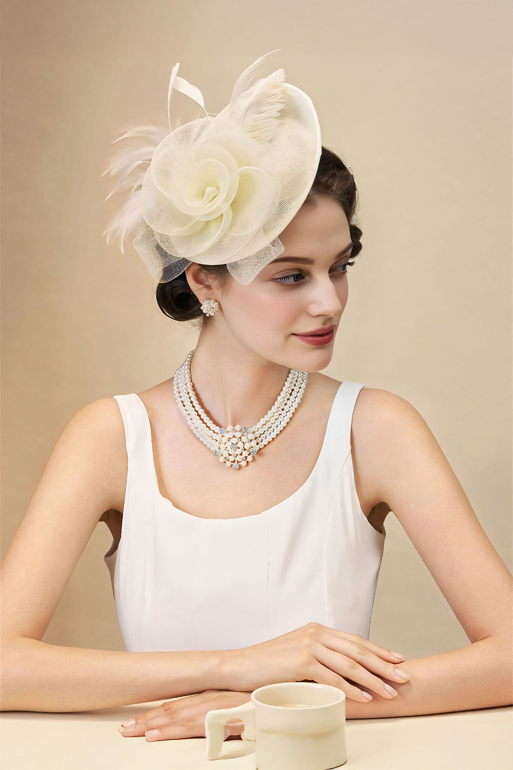 Feather Flower Mesh Fascinator