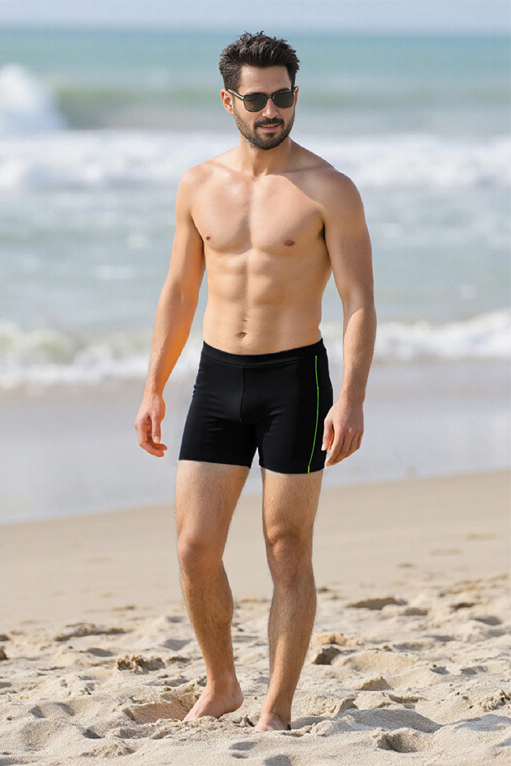 Men's Swim Shorts with Side Colorful Lines