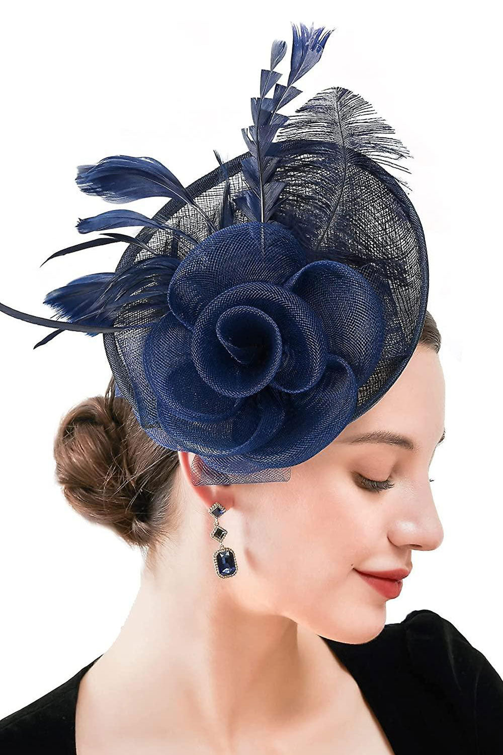 Feather Flower Mesh Fascinator