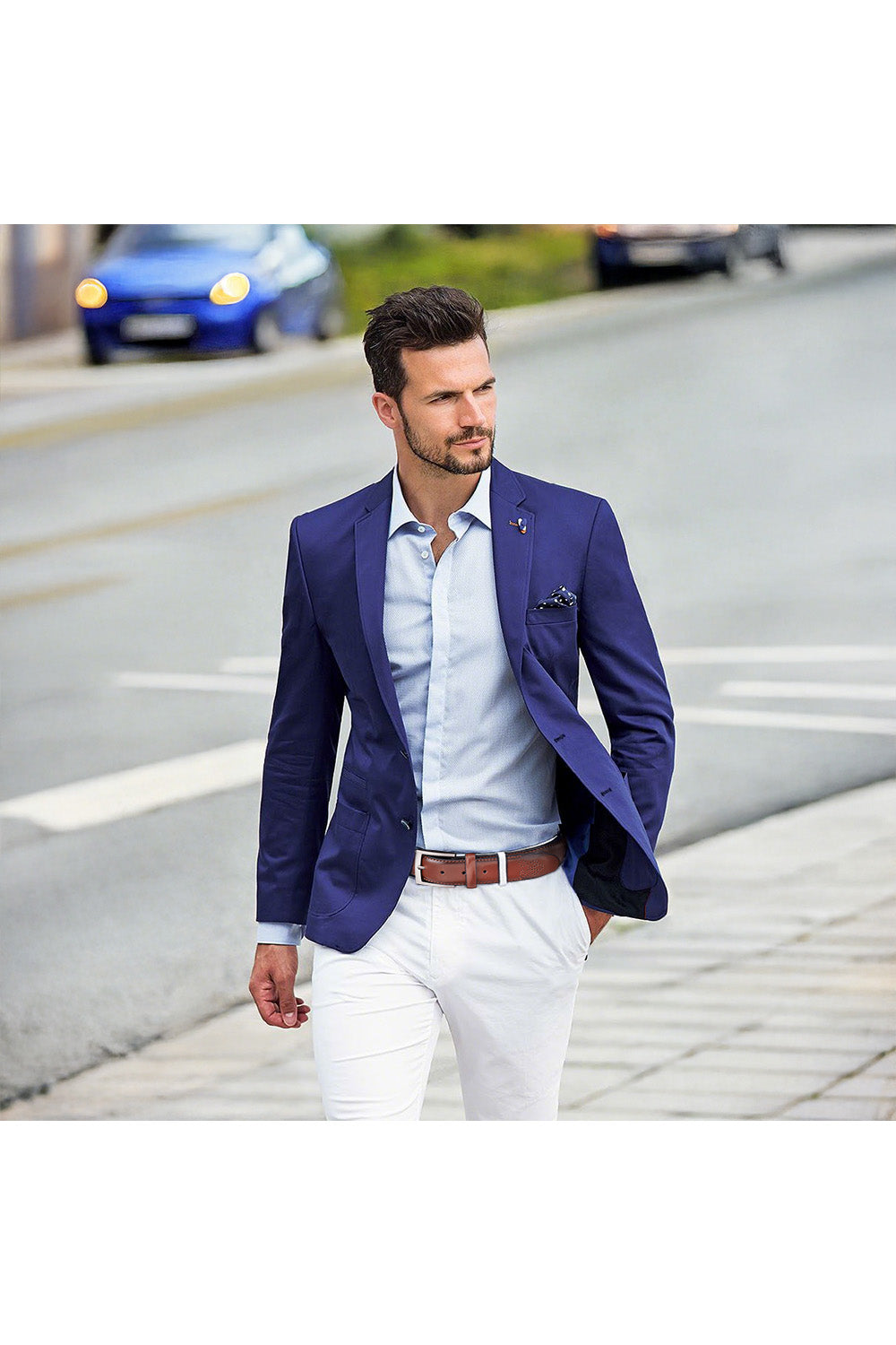 Embossed Belt in Brown, Business Casual Style