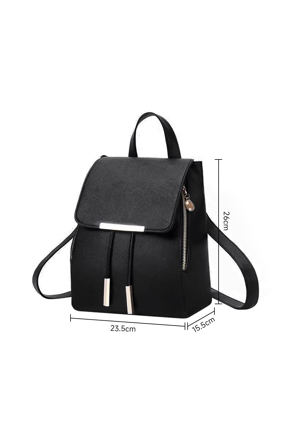 Black College-style Backpacks Made of PU Leather