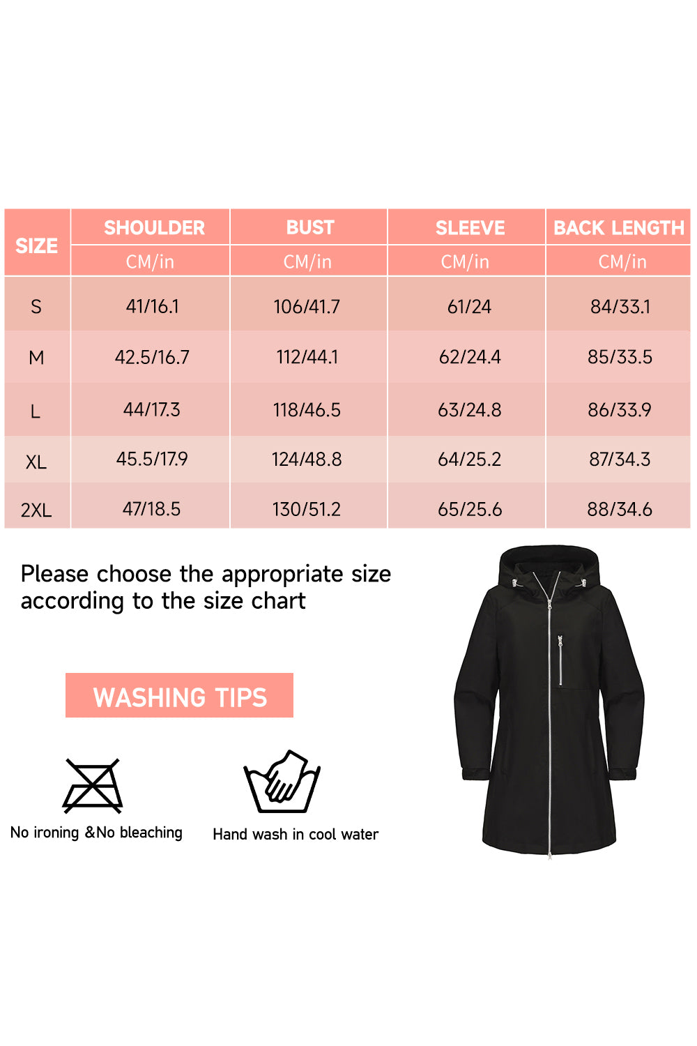 Windproof Trench Coat with Detachable Hood