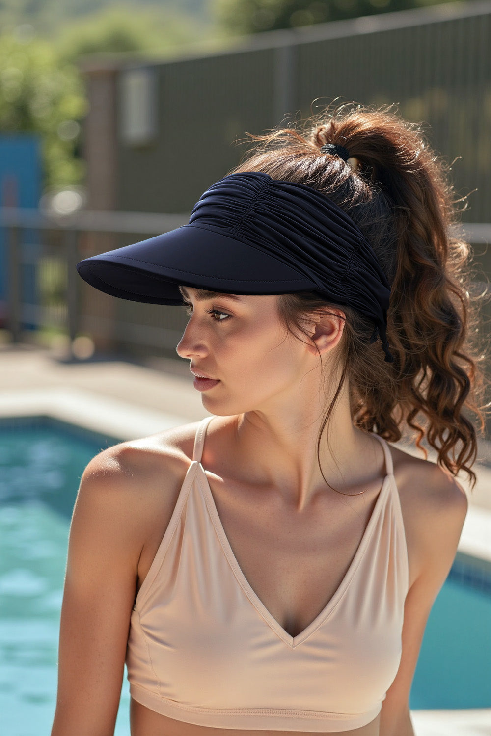 Portable Solid - color Sun Hat with an Open - top Design