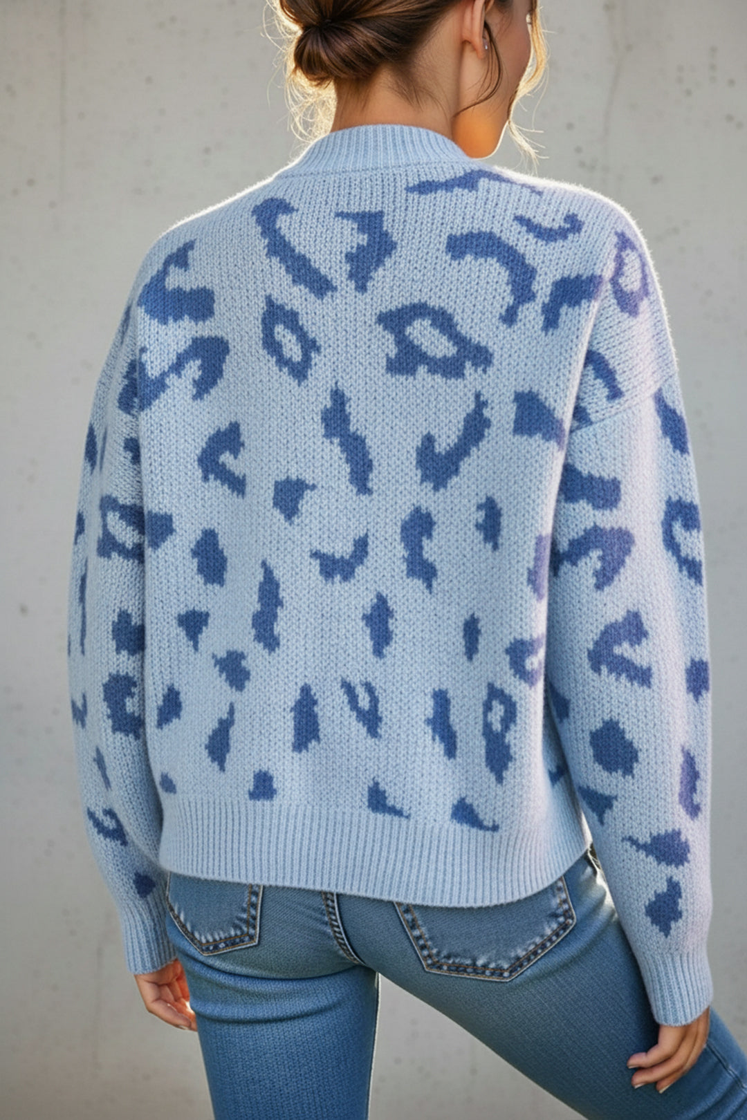 Leopard Print High Neck Jumper