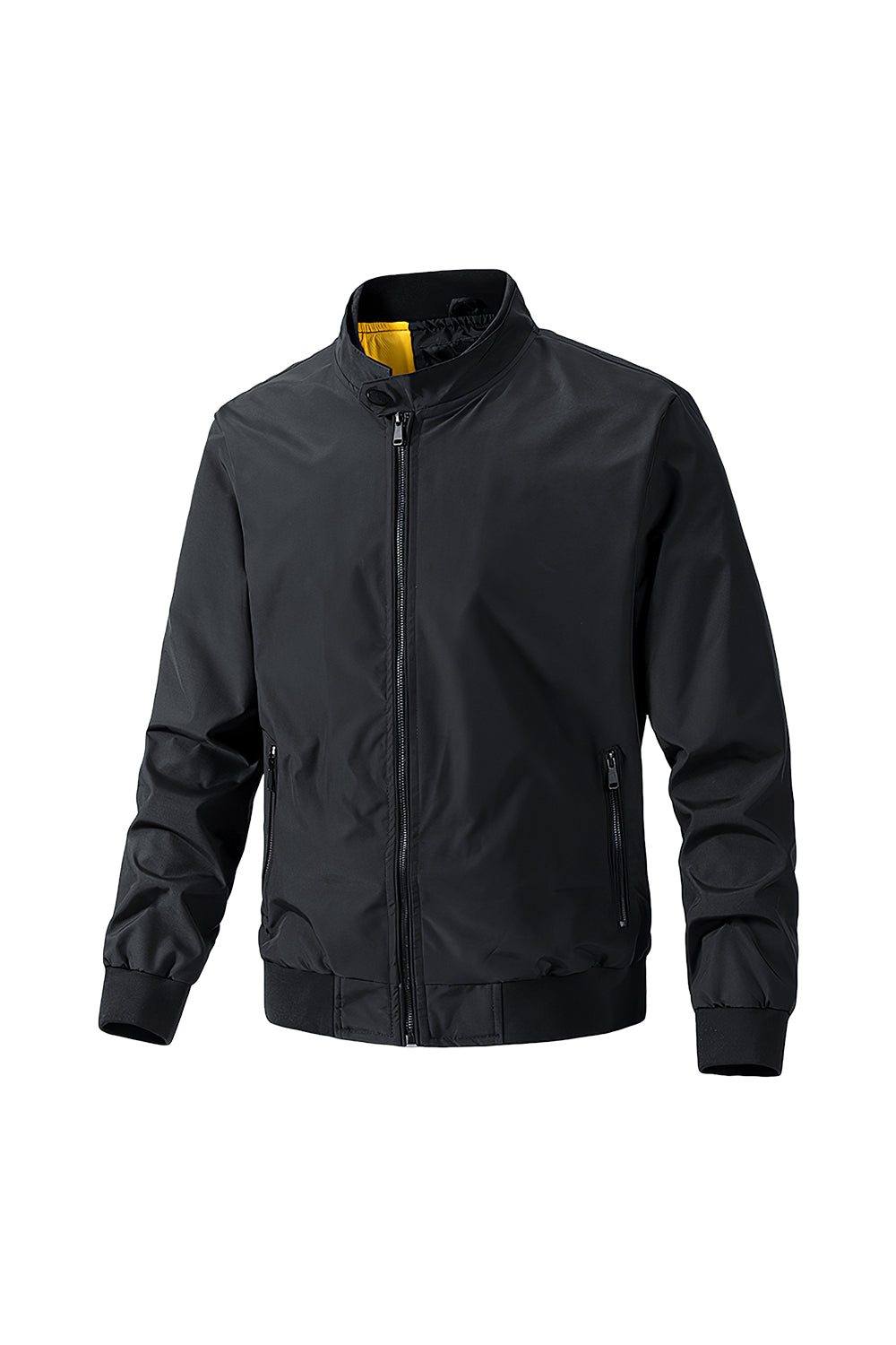 Bomber Jacket with Zipper and Windproof Design