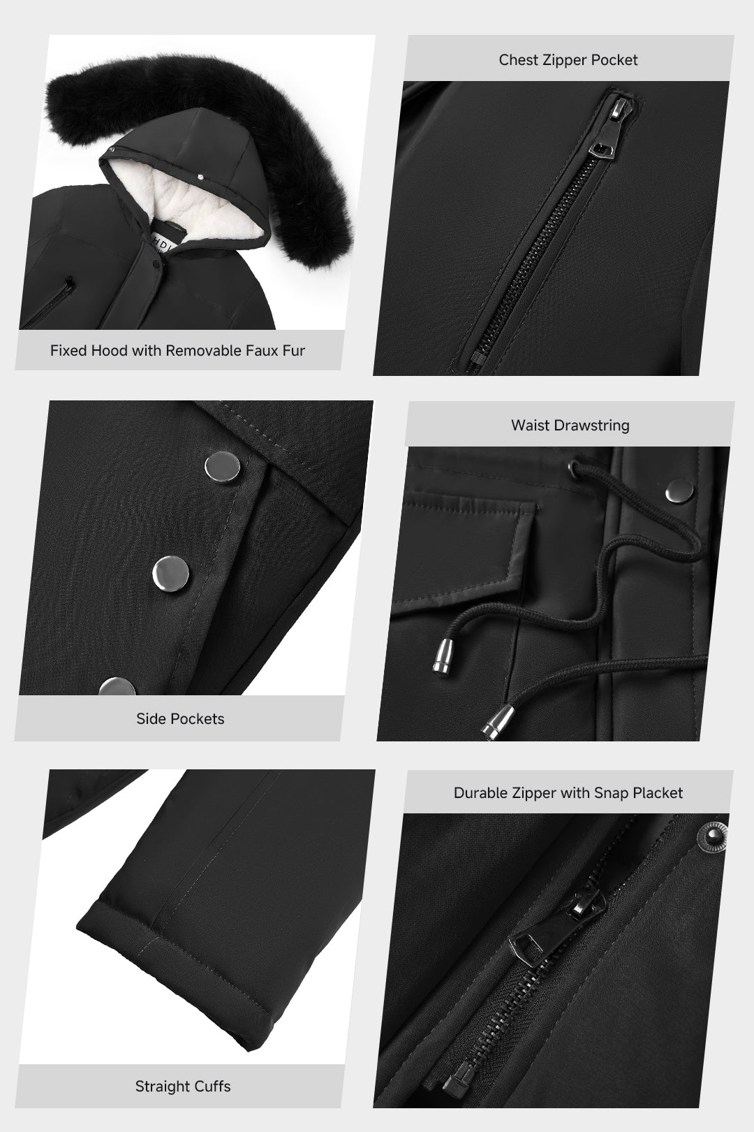 Versatile minimalist puffer coat with hood and fur collar