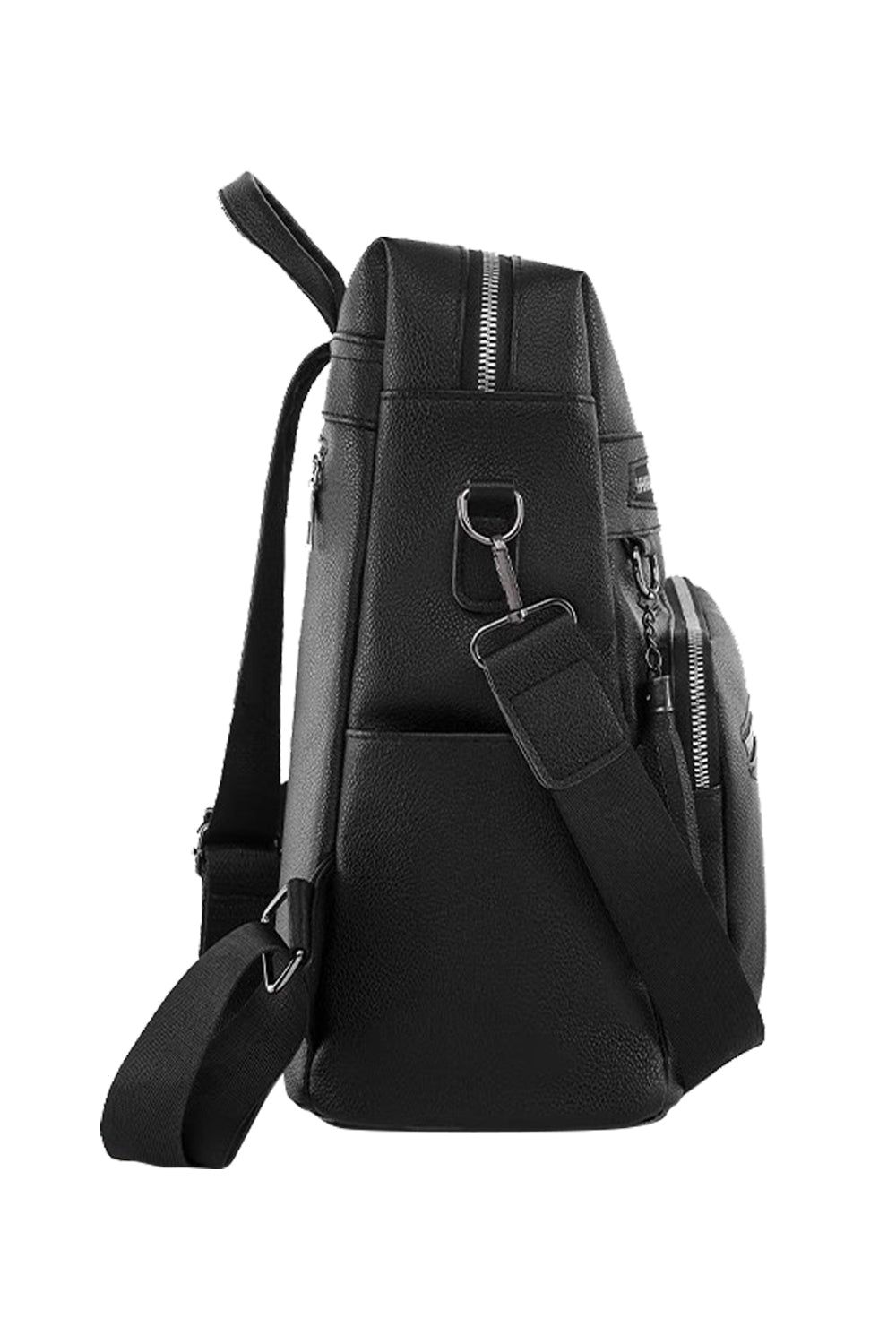 Black Large-capacity Backpacks Made of PU Leather